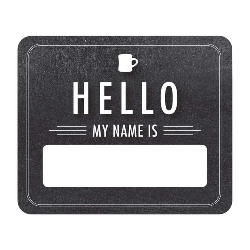 Chalkboard Hello Name Tags Industrial Cafe (Pack of 10) - Name Tags - Carson Dellosa Education