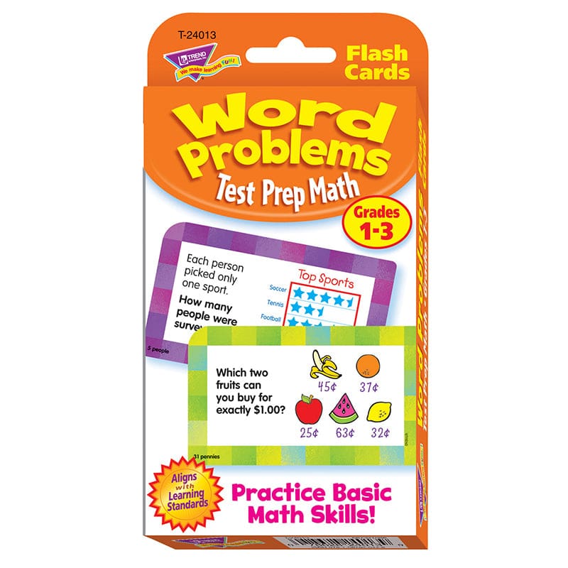 Challenge Cards Test Prep Math Gr 1-3 Word Problems (Pack of 10) - Math - Trend Enterprises Inc.