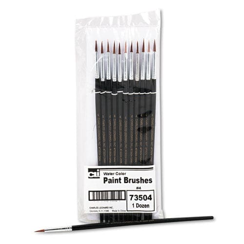 Charles Leonard Artist Brush Size 4 Camel Hair Round Profile 12/pack - School Supplies - Charles Leonard®