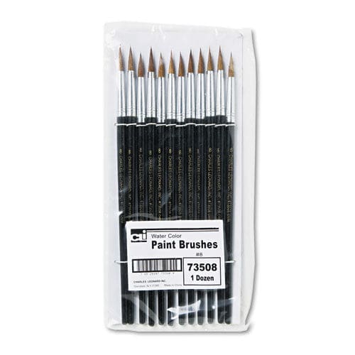 Charles Leonard Artist Brush Size 8 Camel Hair Round Profile 12/pack - School Supplies - Charles Leonard®