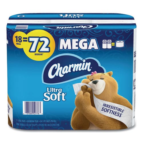 Charmin Ultra Soft Bathroom Tissue Mega Roll Septic Safe 2-ply White 244 Sheets/roll 18 Rolls/carton - Janitorial & Sanitation - Charmin®