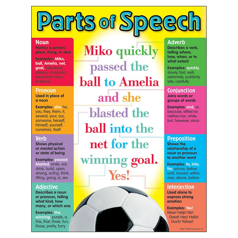 Chart Parts Of Speech Gr 5-8 17X22 (Pack of 12) - Language Arts - Trend Enterprises Inc.