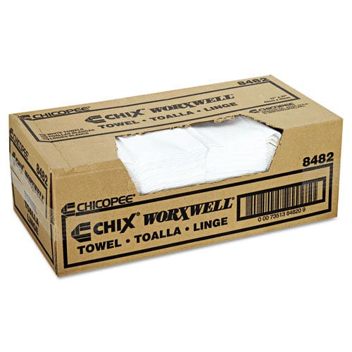 Chicopee Durawipe Shop Towels 17 X 17 Z Fold White 100/carton - Janitorial & Sanitation - Chicopee®