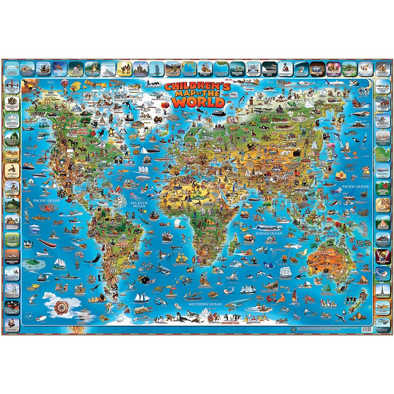Childrens Map Of The World (Pack of 2) - Maps & Map Skills - Round World Products