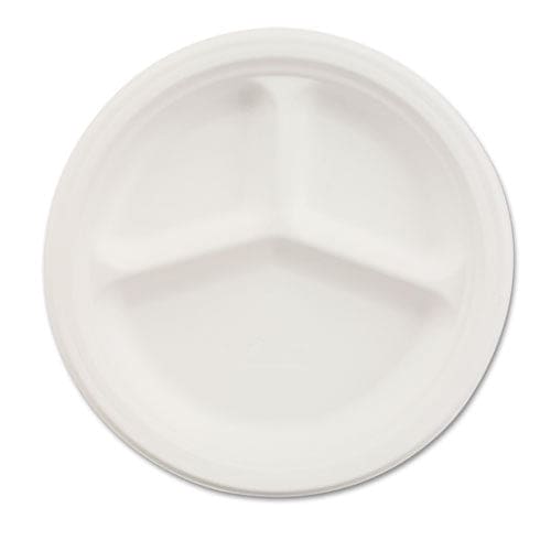 Chinet Paper Dinnerware 3-compartment Plate 9.25 Dia White 500/carton - Food Service - Chinet®