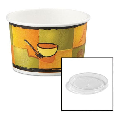 Chinet Streetside Paper Food Container With Plastic Lid Streetside Design 8-10 Oz 250/carton - Food Service - Chinet®