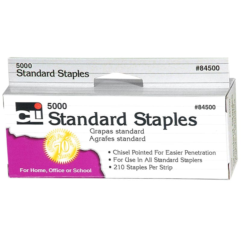 Chisel Point Standard Staples 5000 Per Box (Pack of 12) - Staplers & Accessories - Charles Leonard