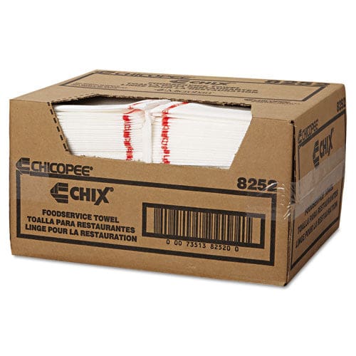 Chix Food Service Towels Cotton 13 X 21 White/red 150/carton - Janitorial & Sanitation - Chix®