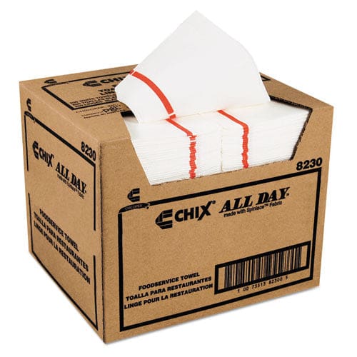 Chix Foodservice Towels 1-ply 12.25 X 21 White/red Stripe 200/carton - Janitorial & Sanitation - Chix®