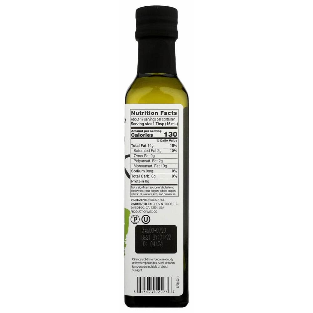 CHOSEN FOODS Chosen Foods 100% Pure Avocado Oil Refined, 250 Ml