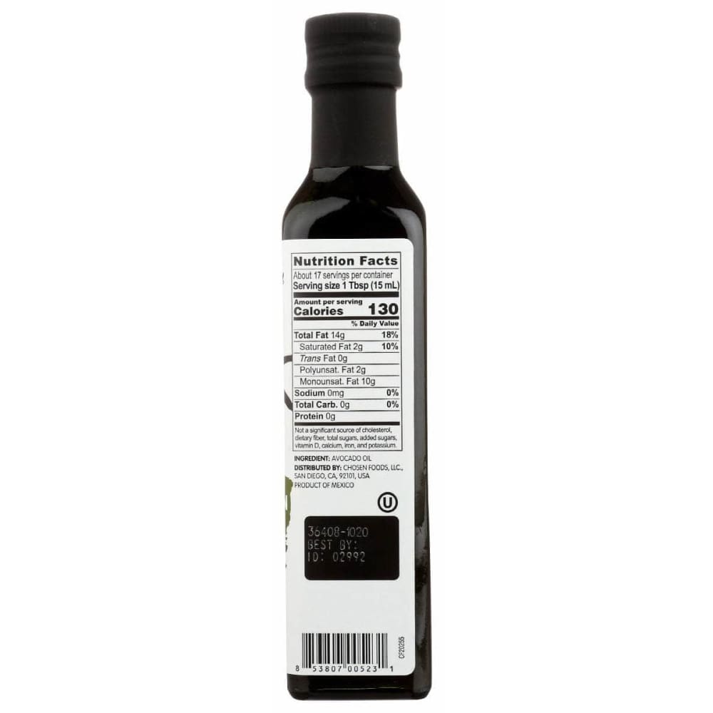 CHOSEN FOODS Chosen Foods 100% Pure Extra Virgin Avocado Oil, 250 Ml