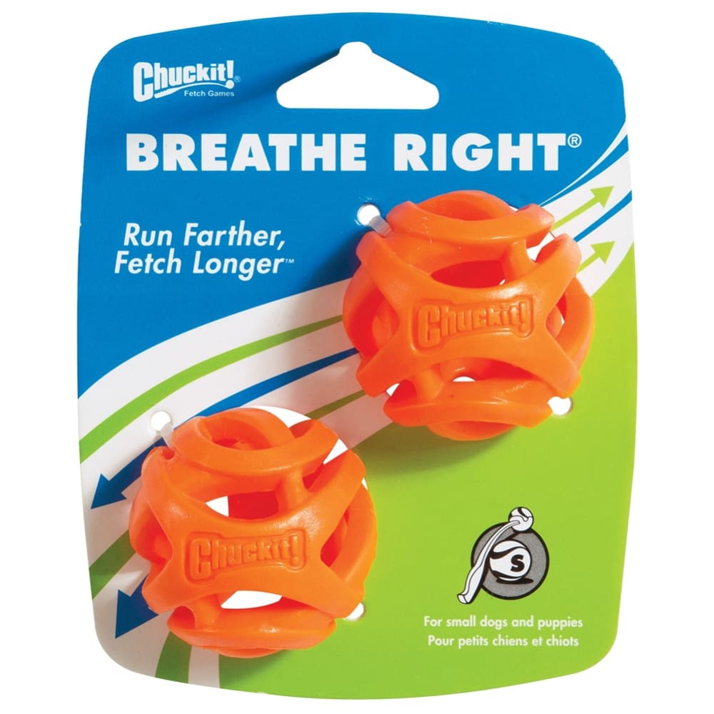 Chuckit! Breathe Right Dog Toy Fetch Ball Orange 2 Pack Small - Pet Supplies - Chuckit!