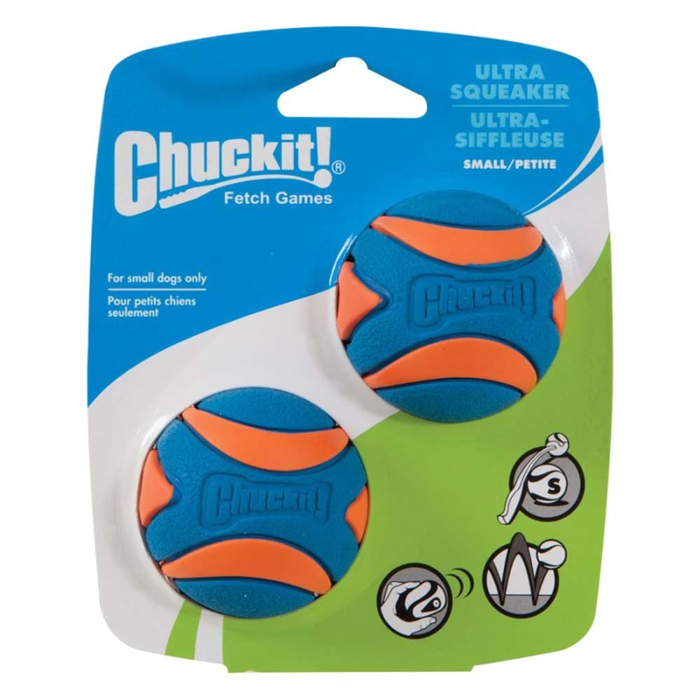 Chuckit! Ultra Squeaker Balls Dog Toy Blue; Orange 2 Pack Small - Pet Supplies - Chuckit!