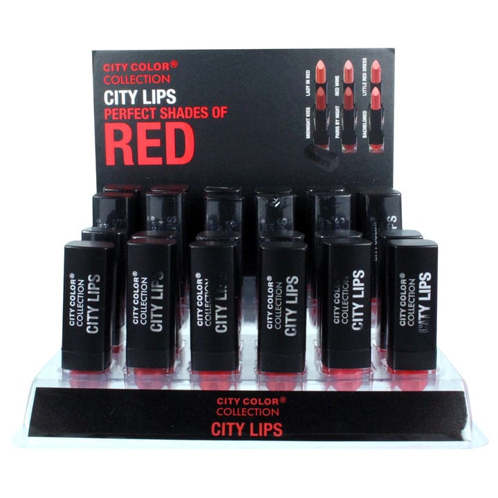CITY COLOR City Chic lipstick Red Display Case Set 24 Pieces - L0008