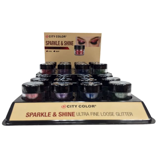 CITY COLOR Sparkle & Shine Loose Glitter Display Case Set 24 Pieces