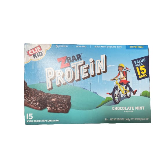 Clif Bar CLIF Kid Zbar Protein Granola Bars, Gluten Free, Chocolate Mint, 15 Ct, 1.27 oz each