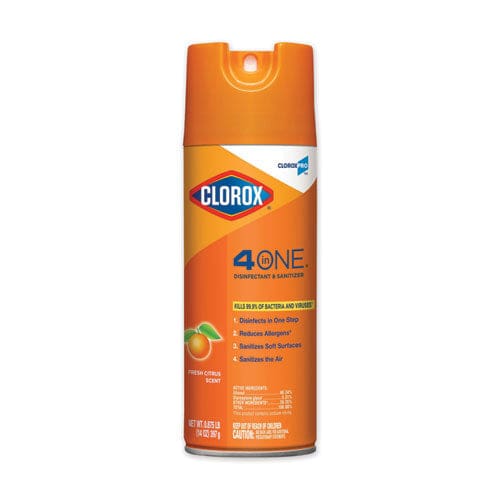 Clorox 4-in-one Disinfectant And Sanitizer Citrus 14 Oz Aerosol Spray 12/carton - School Supplies - Clorox®