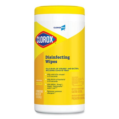Clorox Disinfecting Wipes 7 X 8 Lemon Fresh 75/canister 6/carton - School Supplies - Clorox®