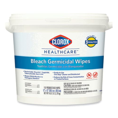 Clorox Healthcare Bleach Germicidal Wipes 12 X 12 Unscented 110/bucket - School Supplies - Clorox® Healthcare®