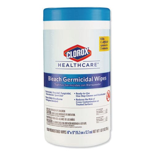 Clorox Healthcare Bleach Germicidal Wipes 12 X 12 Unscented 110/bucket - School Supplies - Clorox® Healthcare®