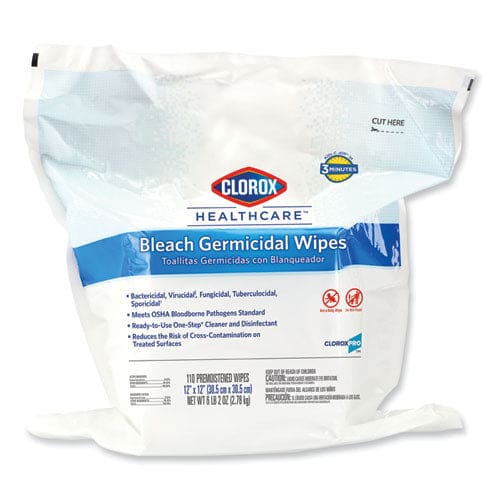 Clorox Healthcare Bleach Germicidal Wipes 12 X 12 Unscented 110/refill 2/carton - School Supplies - Clorox® Healthcare®