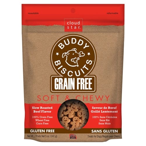 Cloud Star Grain-Free Soft and Chewy Buddy Biscuits With Slow Roasted Beef Dog Treats 5-Oz. Bag - Pet Supplies - Cloud Star