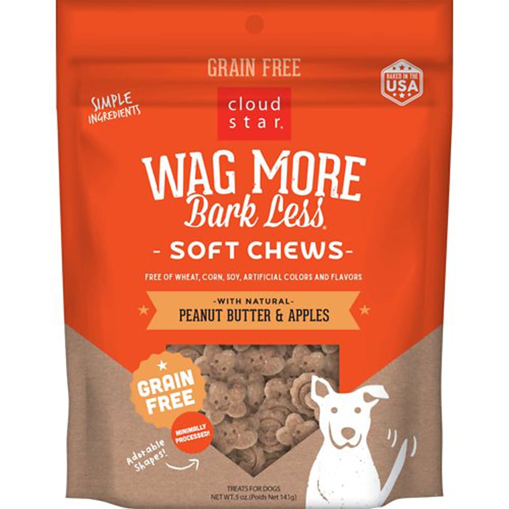 Cloudstar WAGMORE DOG GRAIN FREE SOFT & CHEWY PEANUT BUTTER & APPLE 5OZ - Pet Supplies - Cloudstar