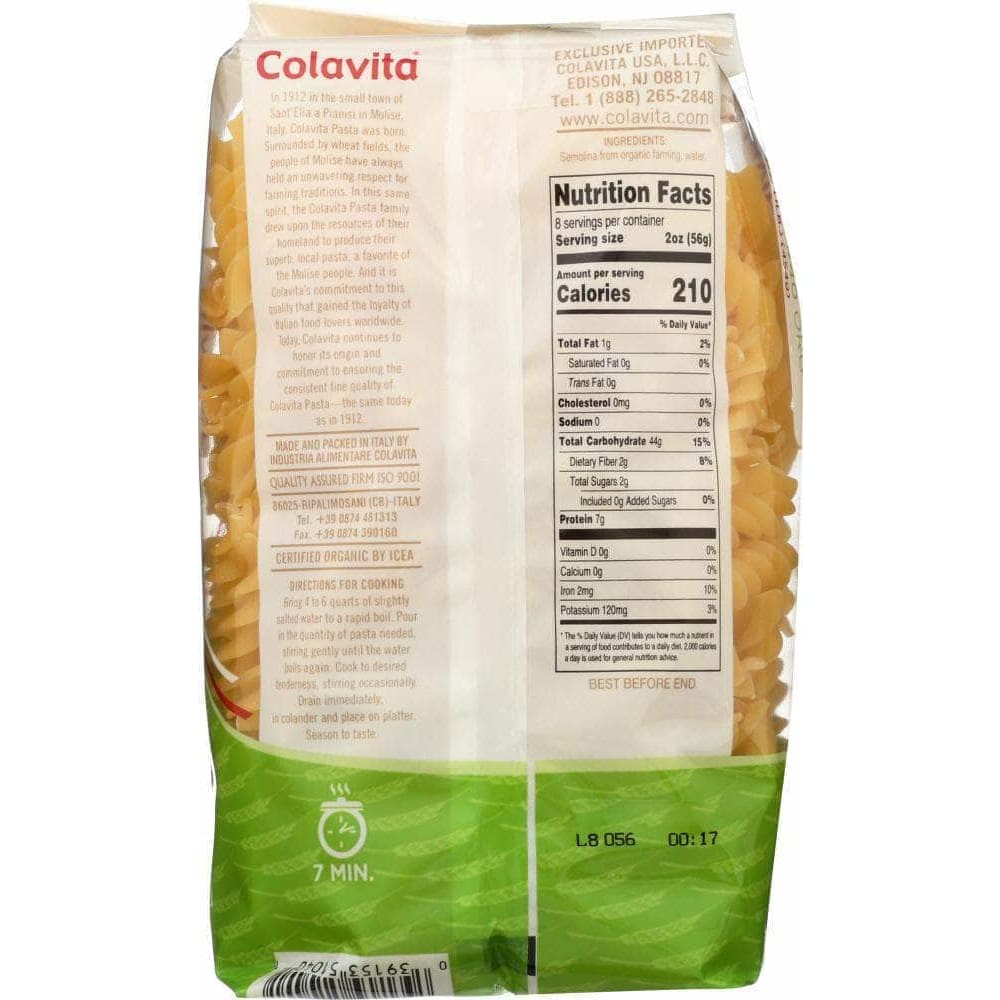 Colavita Colavita Pasta Cut Fusilli Organic, 16 oz