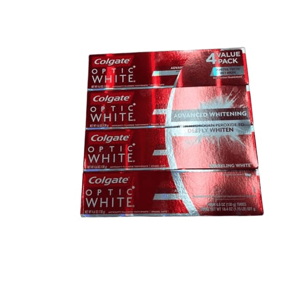 Colgate Optic White Whitening Toothpaste, Sparkling White, 4 pk./4.6 oz. - ShelHealth.Com