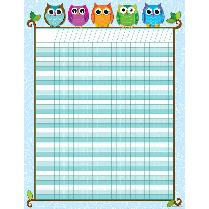 Colorful Owls Incentive Chart (Pack of 12) - Incentive Charts - Carson Dellosa Education