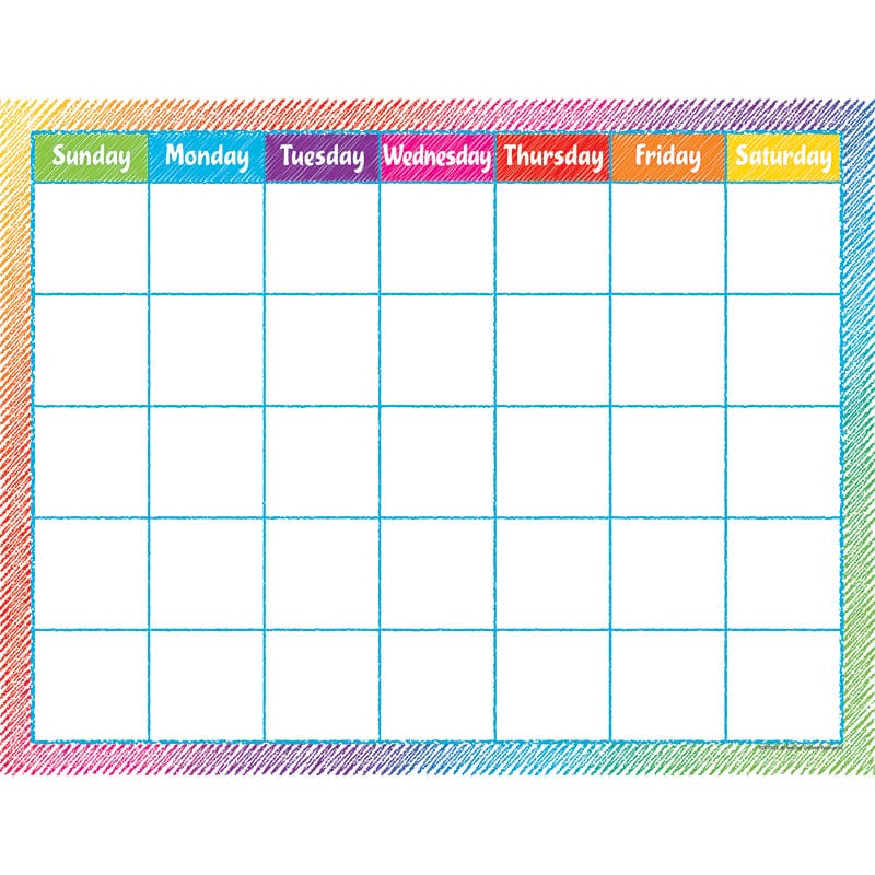 Colorful Scribble Calendar Chart (Pack of 12) - Calendars - Teacher Created Resources
