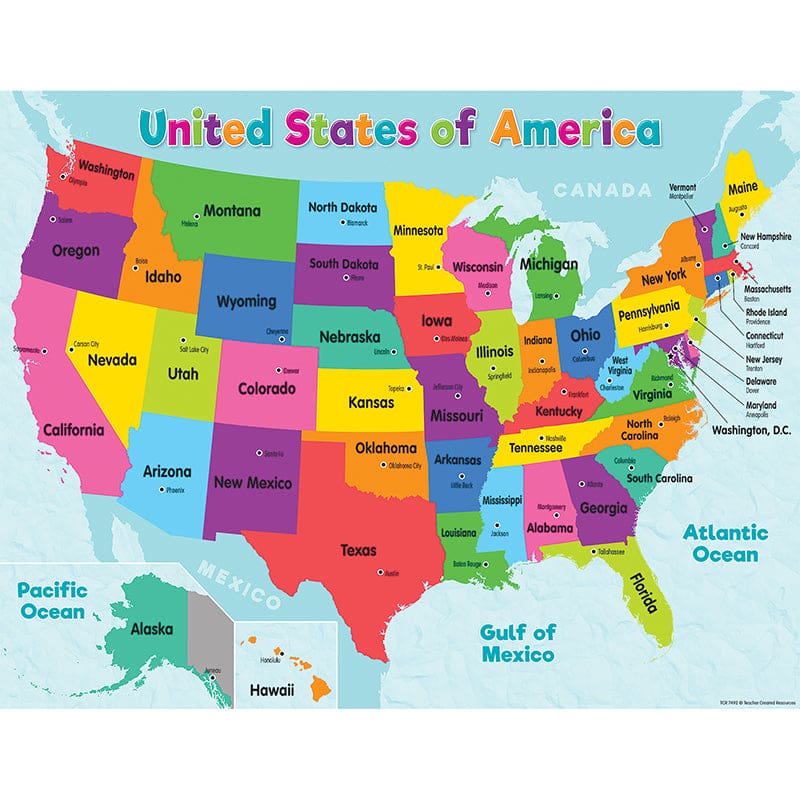 Colorful Usa Map Chart (Pack of 12) - Social Studies - Teacher Created Resources