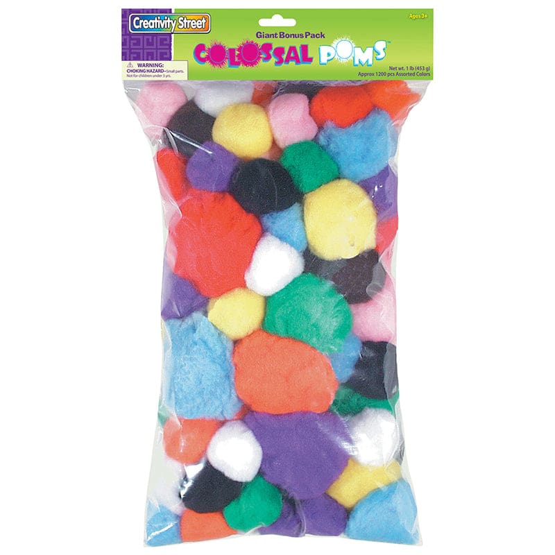 Colossal Poms Approx 1200 Pcs Asst Colors And Sizes - Craft Puffs - Dixon Ticonderoga Co - Pacon