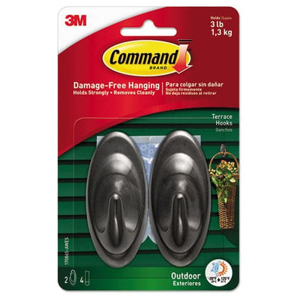 Command All Weather Hooks And Strips Medium Plastic Slate 3 Lb Capacity 2 Hooks And 4 Strips/pack - Furniture - Command™