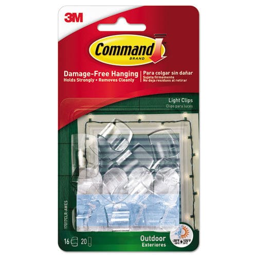 Command All Weather Hooks And Strips Small Plastic Clear 16 Clips And 20 Strips/pack - Furniture - Command™