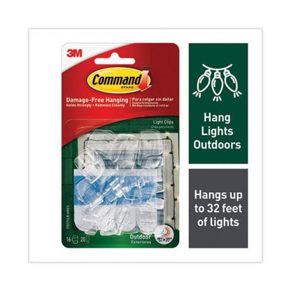 Command All Weather Hooks And Strips Small Plastic Clear 16 Clips And 20 Strips/pack - Furniture - Command™