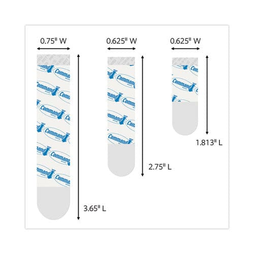 Command Assorted Refill Strips Removable (8) Small 0.75 X 1.75 (4) Medium 0.75 X 2.75 (4) Large 0.75 X 3.75 Clear 16/pack - School Supplies