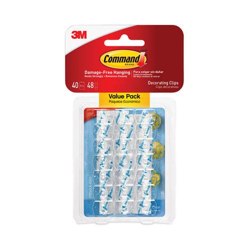 Command Clear Hooks And Strips Decorating Clips Plastic 0.15 Lb Capacity 40 Clips And 48 Strips/pack - Furniture - Command™