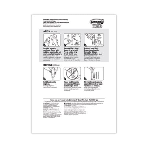 Command Clear Hooks And Strips Medium Plastic 2 Lb Capacity 50 Hooks With 50 Adhesive Strips/carton - Furniture - Command™