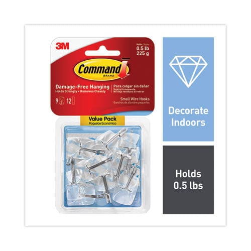 Command Clear Hooks And Strips Small Plastic/metal 0.5 Lb 9 Hooks And 12 Strips/pack - Furniture - Command™