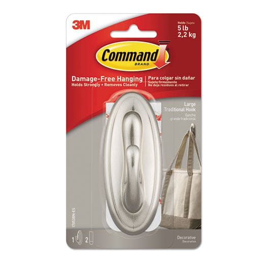 Command Decorative Hooks Traditional Large Plastic Silver 5 Lb Capacity 1 Hook And 2 Strips/pack - Furniture - Command™