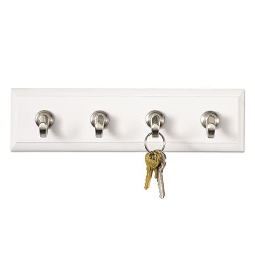 Command Decorative Key Rail Plastic Quartz/silver 8 X 1.5 X 2.13 4 Hooks/pack - Office - Command™