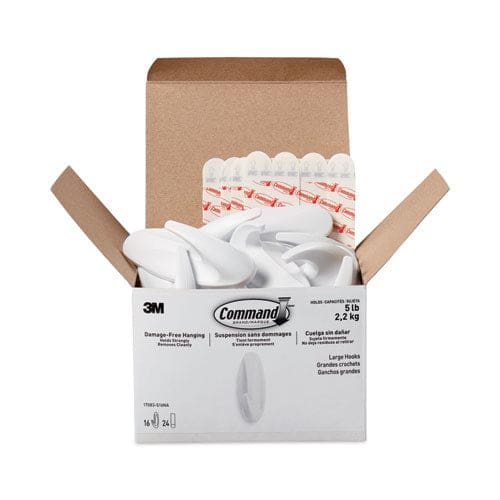 Command Designer Hooks Large Plastic White 5 Lb Capacity 16 Hooks And 24 Strips/pack - Furniture - Command™