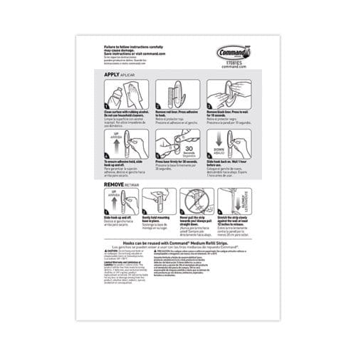 Command Designer Hooks Medium Plastic White 3 Lb Capacity 6 Hooks And 12 Strips/pack - Furniture - Command™