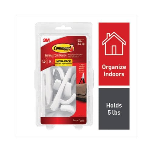 Command General Purpose Hooks Large Plastic White 5 Lb Capacity 14 Hooks And 16 Strips/pack - Furniture - Command™