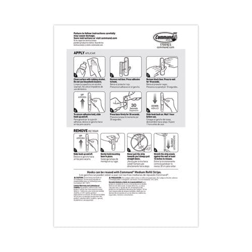 Command General Purpose Hooks Medium Plastic White 3 Lb Capacity 20 Hooks And 24 Strips/pack - Furniture - Command™