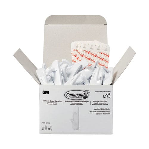 Command General Purpose Hooks Medium Plastic White 3 Lb Capacity 37 Hooks And 48 Strips/pack - Furniture - Command™