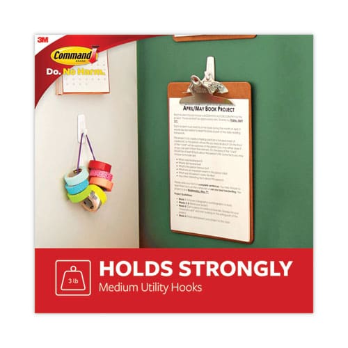 Command General Purpose Hooks Medium Plastic White 3 Lb Capacity 37 Hooks And 48 Strips/pack - Furniture - Command™