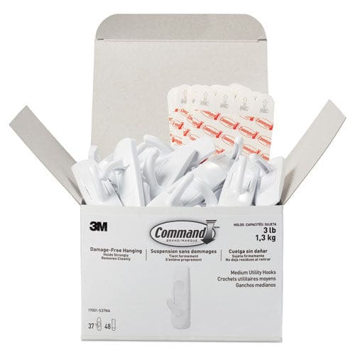 Command General Purpose Hooks Multi-pack Large Plastic White 5 Lb Capacity 3 Hooks And 6 Strips/pack - Furniture - Command™