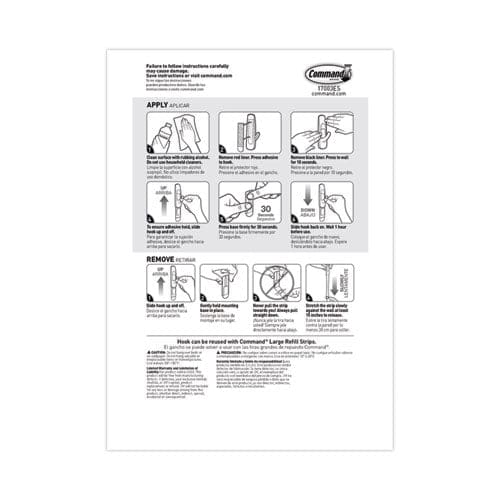Command General Purpose Hooks Multi-pack Large Plastic White 5 Lb Capacity 3 Hooks And 6 Strips/pack - Furniture - Command™